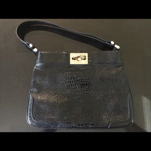 Elegant Black ANN TAYLOR Handbag moc croc